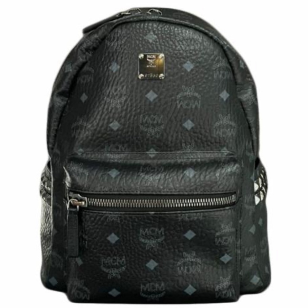 MCM STUDDED BLACK MEDIUM SIZE BACKPACK